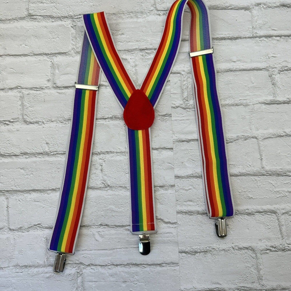RAINBOW Adjustable Braces Clip On Slim Suspenders Unisex Men Ladies Dress LGBT